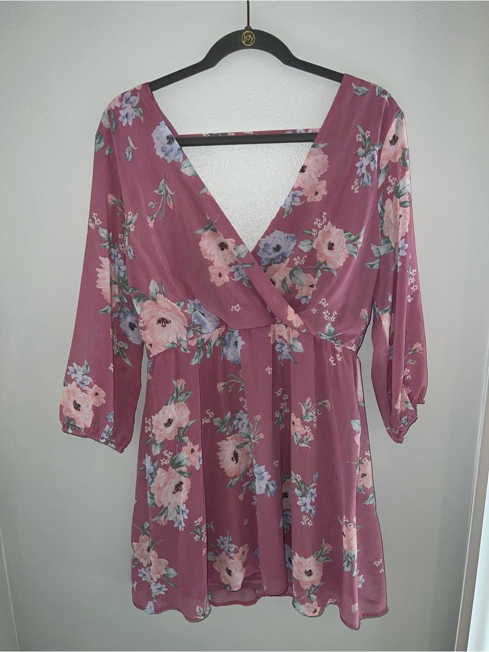 As U Wish Mauve Floral Wrap Dress